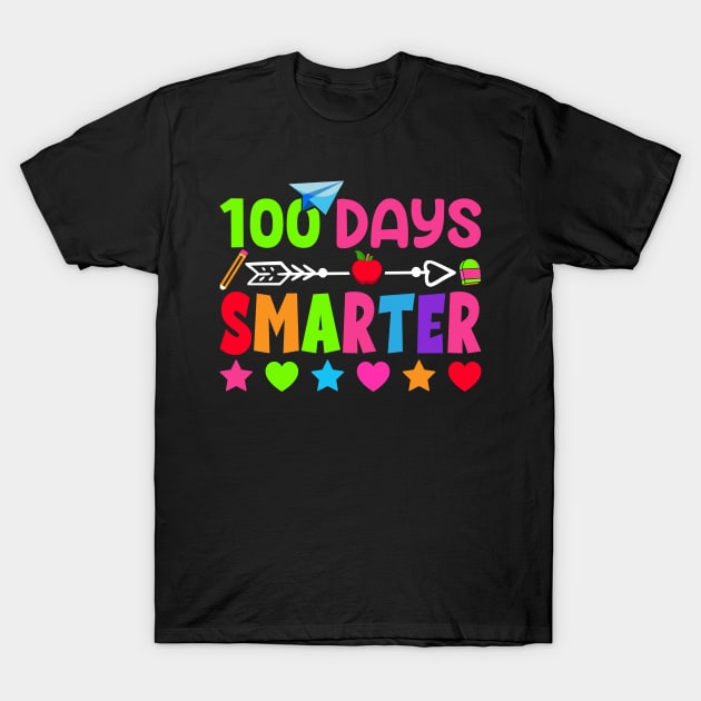 100th Day of School Teacher 100 Days Smarter Rainbow T-Shirt by uglygiftideas